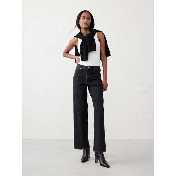 Banana Republic Straight Leg High Rise Black Jeans Womens Size 27/4 New With Tag - Picture 1 of 14